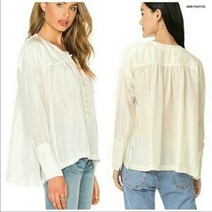Free People NWT XS Live to Tell silk cream poet blouse